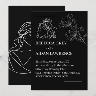 Romantic Black White Overlay Wedding 2026 Invitation