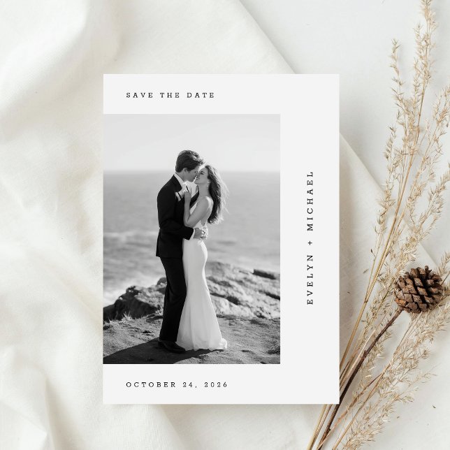 Romantic Black & White Wedding Photo Save The Date (Creator Uploaded)