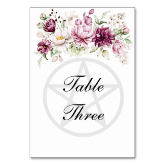 Romantic Bloom Floral Peony Pentacle Table Number