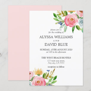 Romantic Bloom Flowers Boho Wedding Invitation
