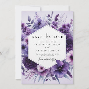 Romantic Bloom Purple Floral Wedding Save The Date