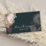Romantic Blooms Elegant Feminine Floral Business Card<br><div class="desc">A beautifully elegant and feminine business card with contemporary appeal this unique design has subtle light and shadows with lovely feminine double tulips, white berries, and Icelandic poppies. The color scheme includes off-white flowers with slight tinges of pale blush and a luxurious deep slate gray background. The type face pairings...</div>