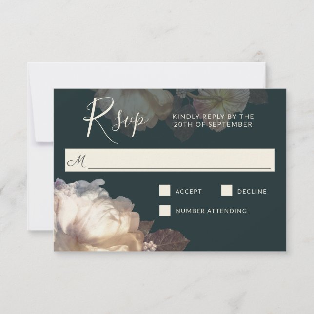Romantic Blooms Elegant Floral Wedding RSVP (Front)