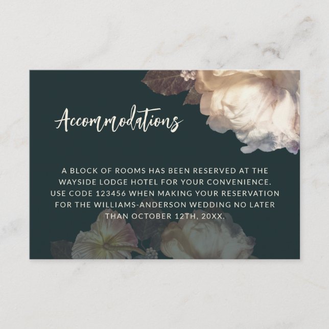 Romantic Blooms Floral Elegant Wedding Enclosure Card (Front)
