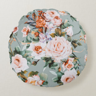Romantic Blossom Haven Round Cushion