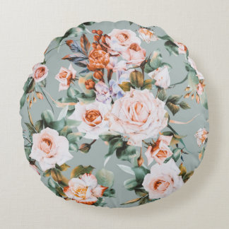 Romantic Blossom Haven Round Cushion