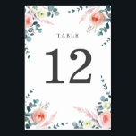 Romantic Blossoms Blush Pink and White Floral Table Number<br><div class="desc">Romantic Blossoms Blush Pink and White Floral Table Number.</div>