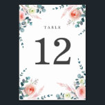 Romantic Blossoms Blush Pink and White Floral Table Number<br><div class="desc">Romantic Blossoms Blush Pink and White Floral Table Number.</div>