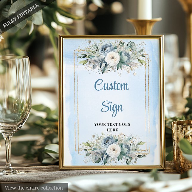 Romantic Blue And Gold DIY Wedding Sign Template (Romantic Blue And Gold DIY Wedding Sign Template

)