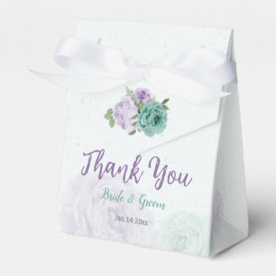 romantic blue and purple flowers greenery wedding favour box