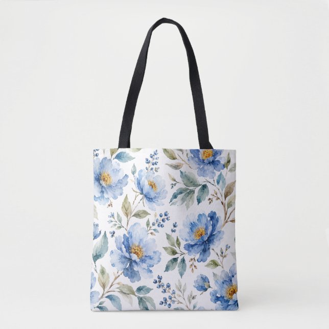 Romantic Blue Blossoms Tote Bag (Front)