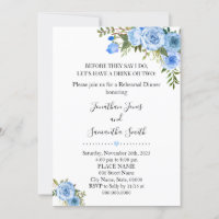 Romantic Blue floral boho chic rehearsal dinner