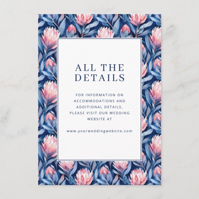 Romantic Blue Floral Enclosure Card (Front)