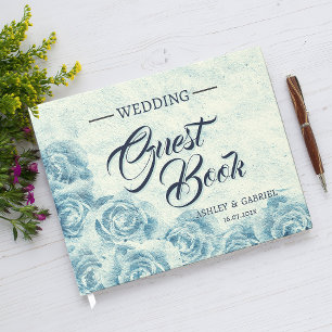 Romantic Blue Floral Wedding Guest Book