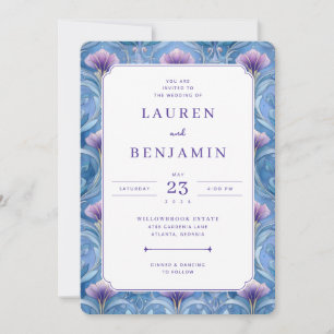 Romantic Blue Floral Wedding Invitation
