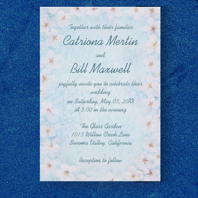 Romantic Blue Floral Wedding Invitation (Creator Uploaded)