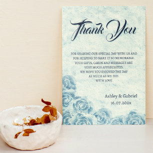 Romantic Blue Floral Wedding Thank You Card