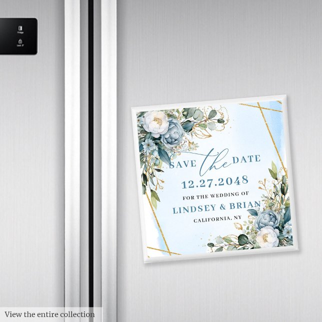 Romantic Blue Flowers Eucalyptus Save The Date  Magnet (Romantic Blue Flowers Eucalyptus Save The Date Magnet

)