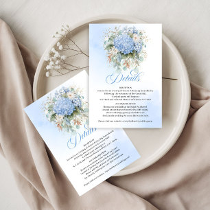 Romantic Blue Flowers Eucalyptus Wedding details c RSVP Card
