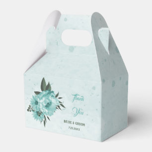 romantic  blue flowers & green leaves wedding favour box