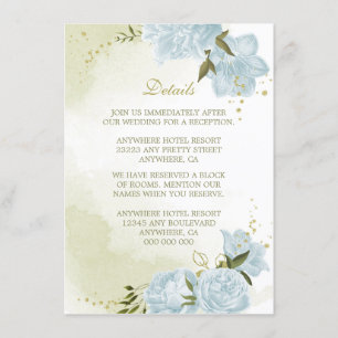 romantic blue flowers greenery details enclosure card