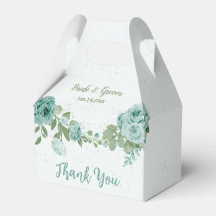 romantic blue flowers greenery wedding favour box