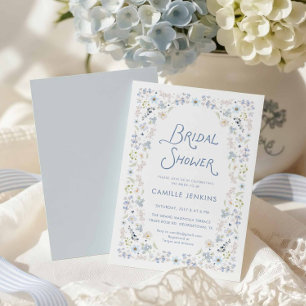 Romantic Blue Garden Bridal Shower Invitation