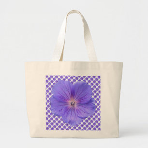 Romantic Blue Geranium Botanical Large Tote Bag