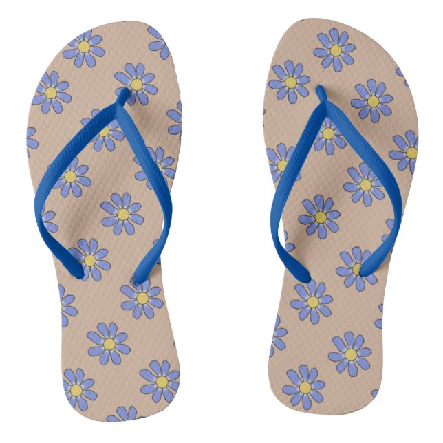 Romantic Blue Graphical Flowers on any Colour Jandals (Footbed)
