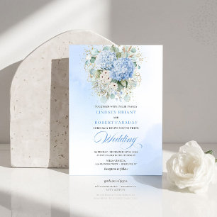 Romantic Blue Hydrangea Botanical Wedding Invite
