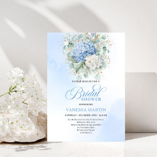 Romantic Blue Hydrangea Floral Bridal Shower Invit Invitation