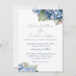 Romantic Blue Hydrangea Flowers Invitation