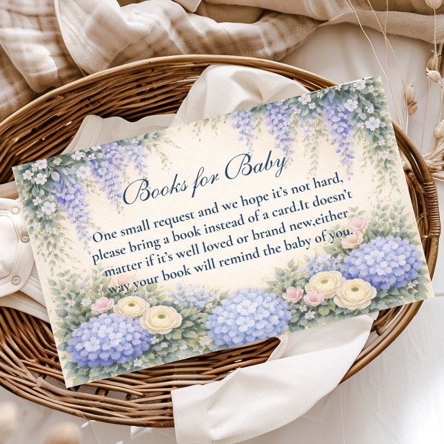 Romantic Blue Hydrangea Garden Books For Baby Enclosure Card (Creator Uploaded)