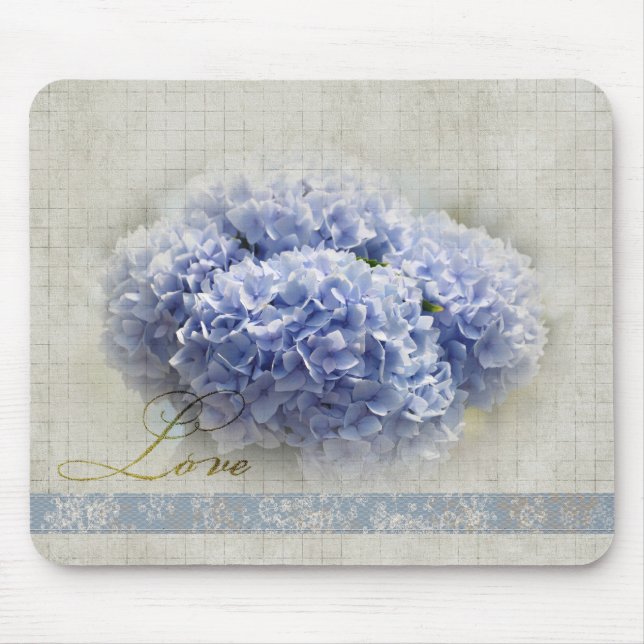 Romantic Blue Hydrangeas Mouse Pad (Front)