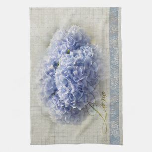 Romantic Blue Hydrangeas Tea Towel