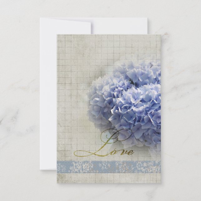Romantic Blue Hydrangeas Wedding RSVP Card (Front)
