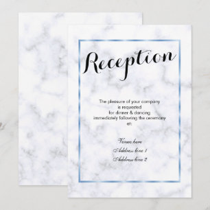 Romantic Blue Marble Wedding Reception Invitation