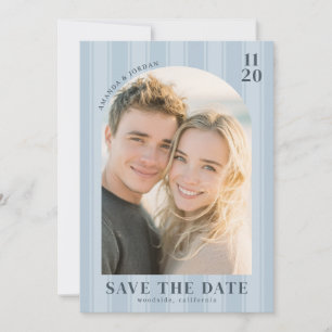 Romantic Blue Minimalist Photo Save The Date