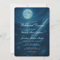 Romantic Blue Moonlit Beach Rehearsal Dinner
