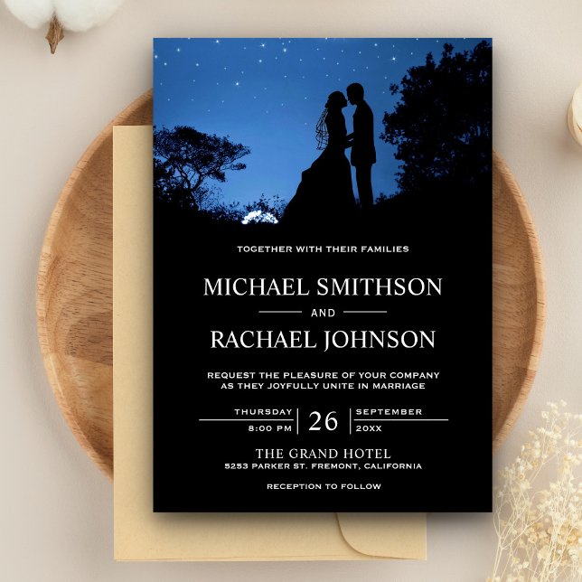 Romantic Blue Night Sky Couple Wedding Invitation (Creator Uploaded)
