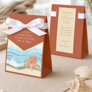 Romantic Blue Ocean Wave & Seashells Wedding Favour Box