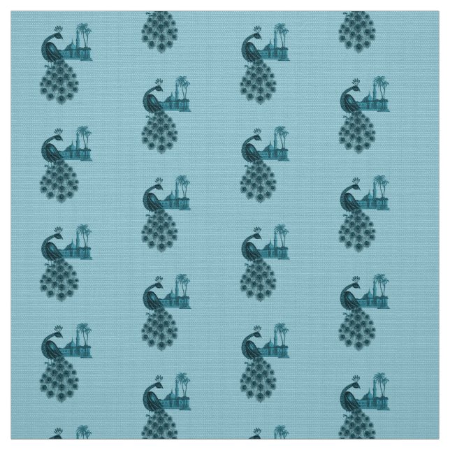 Romantic Blue Peacock Fabric (Swatch)