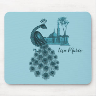 Romantic Blue Peacock Mouse Pad