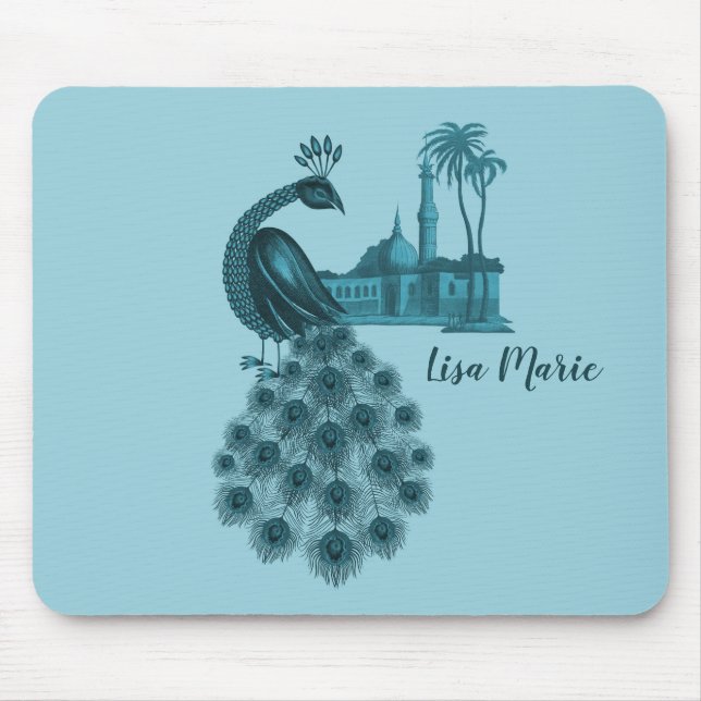 Romantic Blue Peacock Mouse Pad (Front)