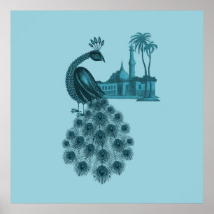 Romantic Blue Peacock Poster