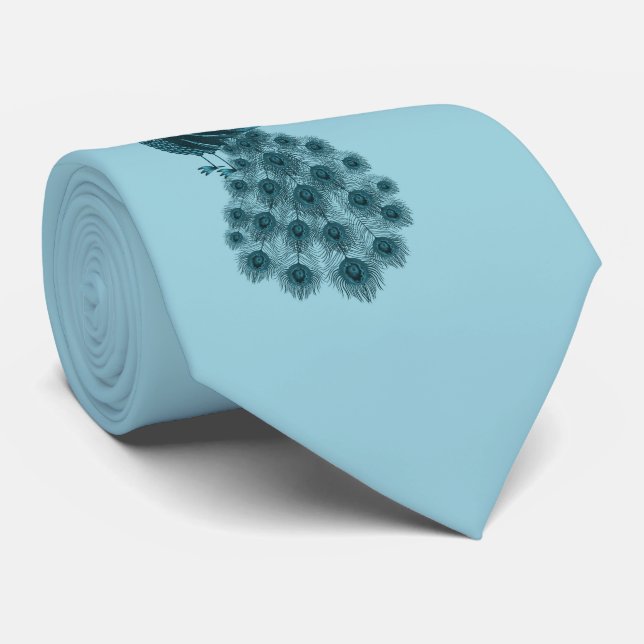 Romantic Blue Peacock Tie (Rolled)