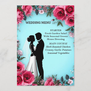 Romantic Blue Pink Rose Wedding Dinner 🌸 Menu