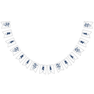 Romantic Blue Regency Gay Botanical Silhouette Bunting