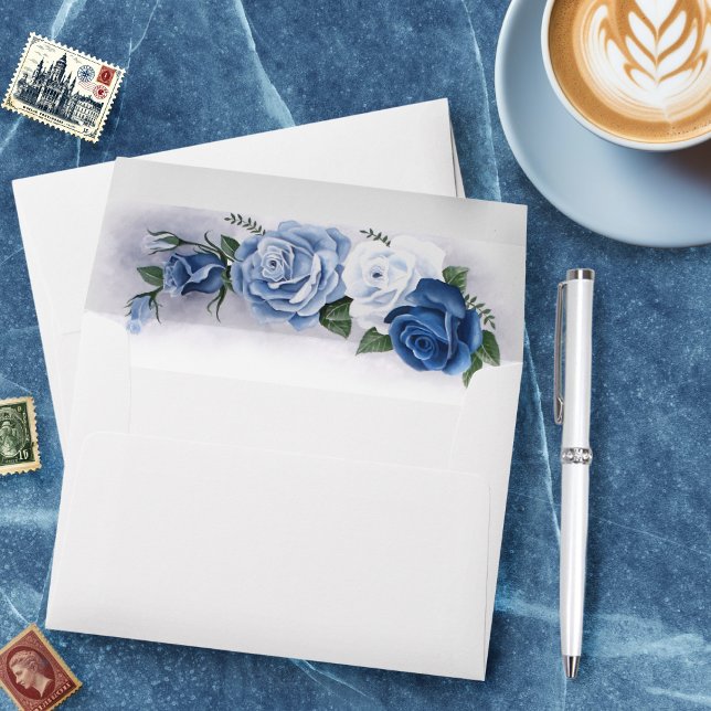Romantic Blue Regency Gay Botanical Silhouette  Envelope (Creator Uploaded)
