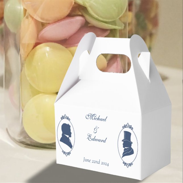 Romantic Blue Regency Gay Botanical Silhouette  Favour Box (Creator Uploaded)